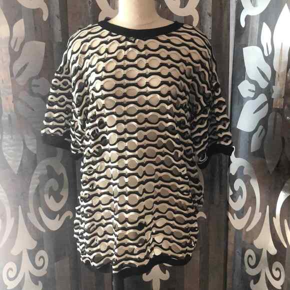 Vtg Under Cover Black white mesh gold top cover up Women’s Sz 1x Mede In USA - Picture 2 of 5